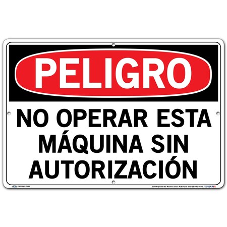 Vestil Aluminum Sign, 12-1/2" Height, 18-1/2" Width, Aluminum, Rectangle, Spanish SI-D-26-D-AL-063-S